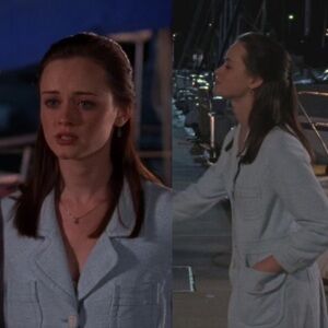 ASO Rory on Gilmore Gilmore Girls 2000s Iconic Icy Blue Pleated Blazer Jacket